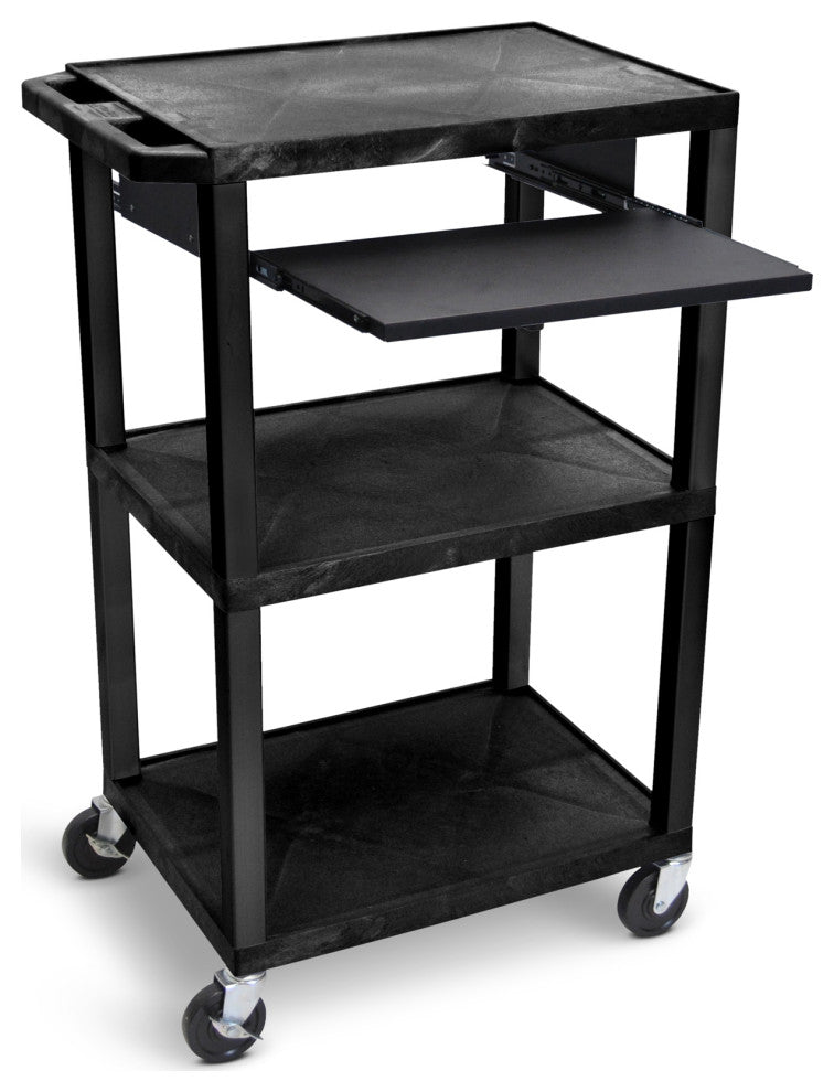 42"H 3-Shelf Utility Cart -with Electric & Pullout Shelf