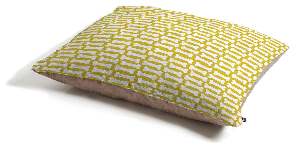 Allyson Johnson Chartreuse Dog Bones Dog Bed