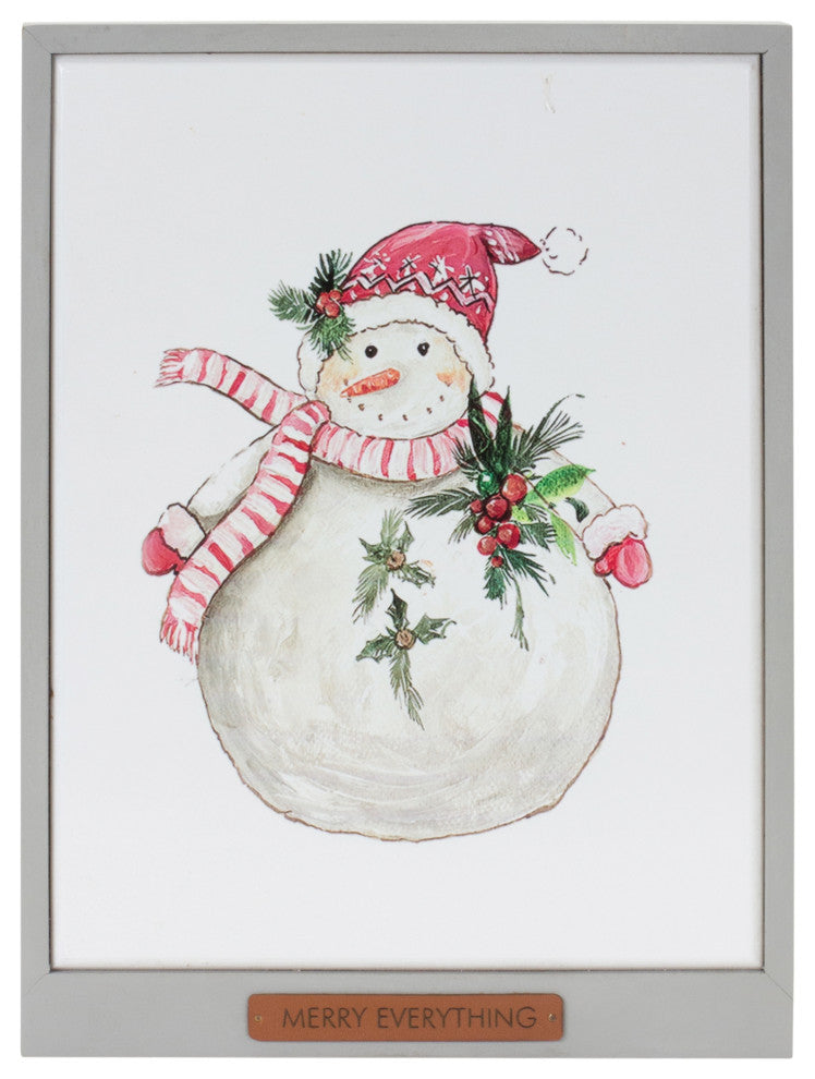 Framed Santa and Snowman Wall Art, 2-Piece Set