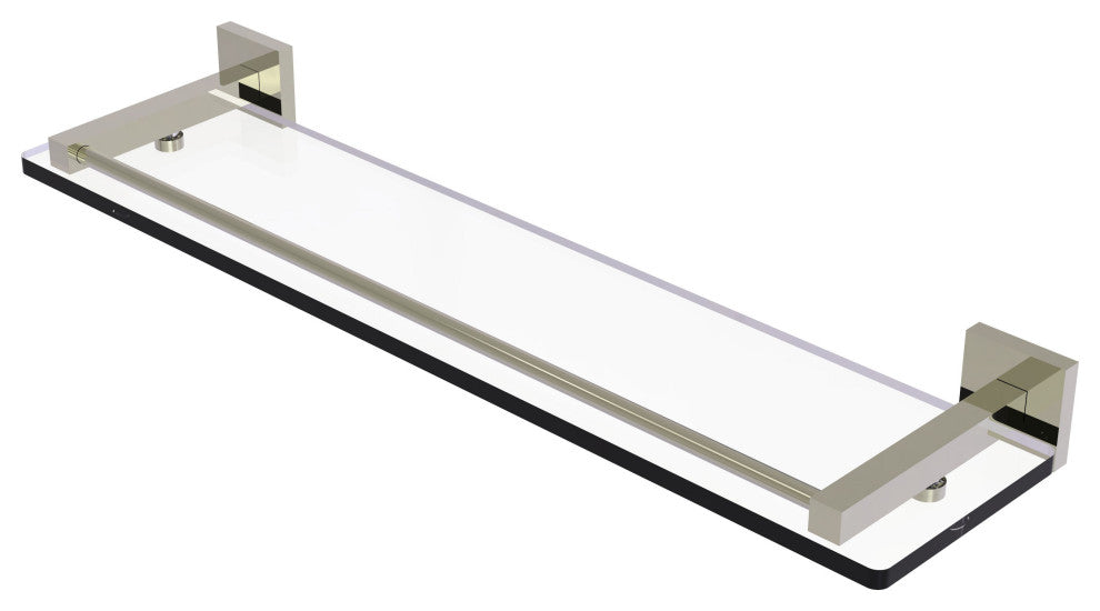 Montero 22" Glass Shelf with Gallery Rail, Polished Nickel