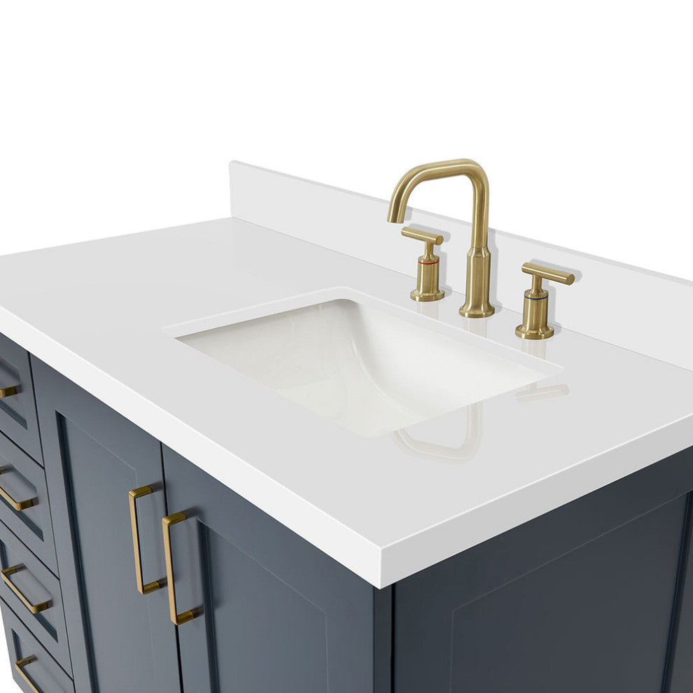 ARIEL Taylor 43" Right Offset Rectangle Sink Midnight Blue Vanity Quartz