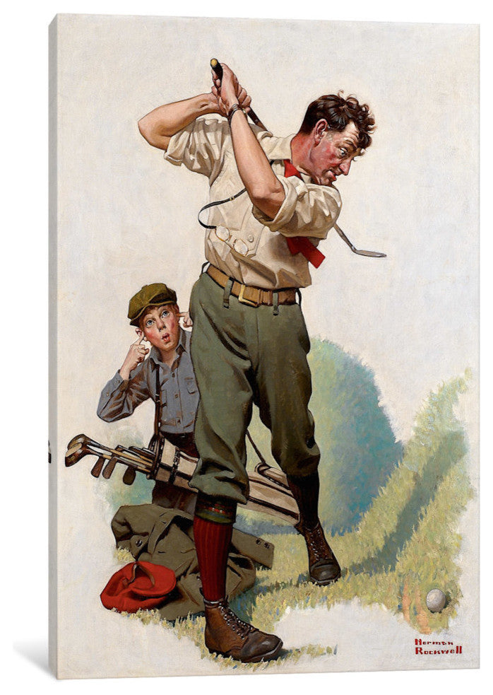 "The Golfer Gallery" by Norman Rockwell, 18x12x1.5"