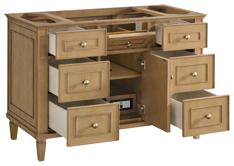 Lorelai 48" Single Vanity, Light Natural Oak, 3 CM White Zeus Top