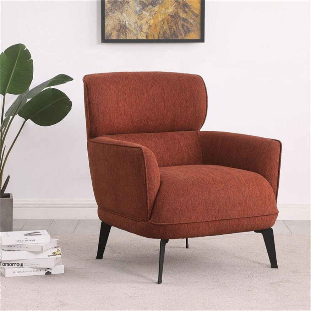 Pemberly Row Transitional Fabric Upholstered Accent Chair in Orange