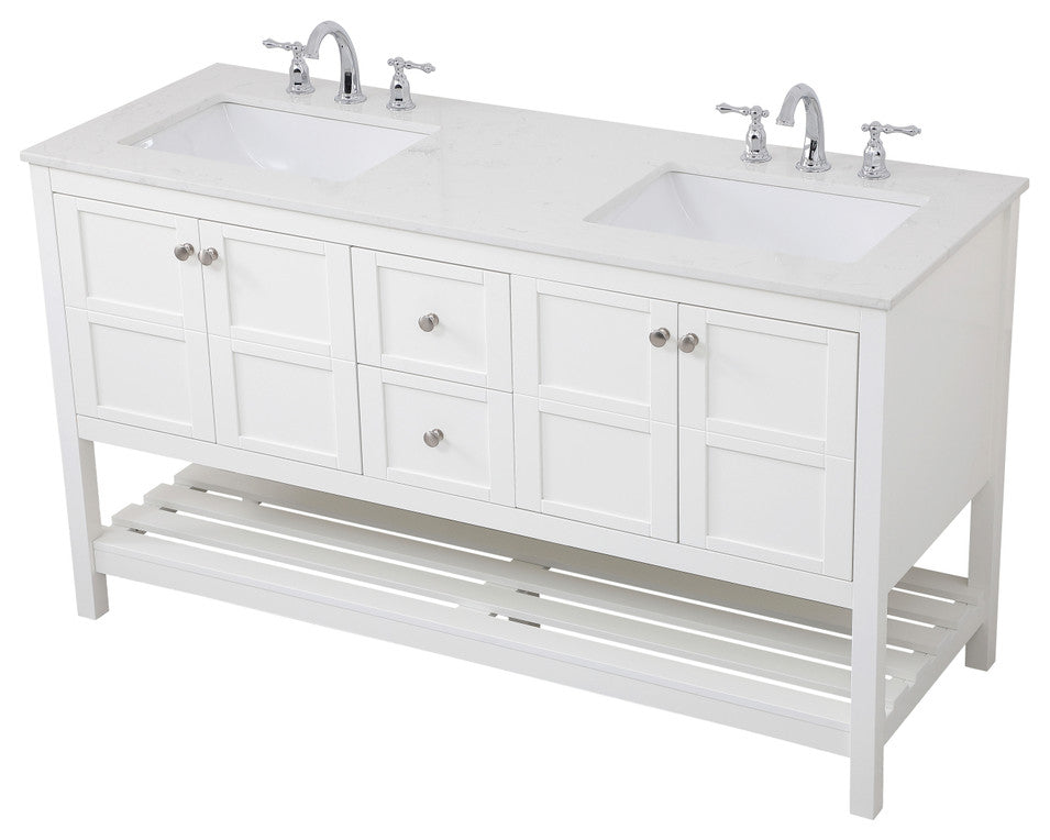 Tucker White 60" Double Sink Bathroom Vanity