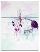 Beautiful Purple Flower with Splashes, Floral Canvas Artwork, 28x36, 3 Panels