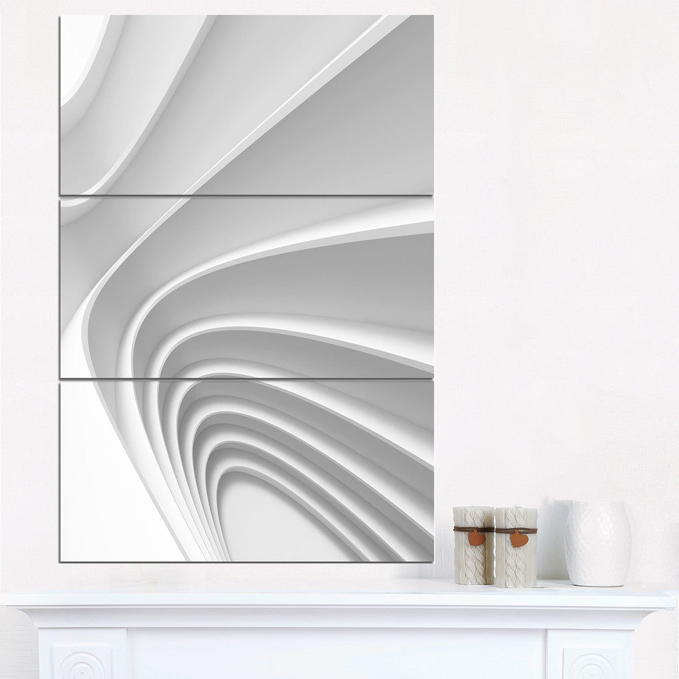 "Fractal Bulgy Layered 3-D Waves" Metal Wall Art, 3 Panels, 28"x36"
