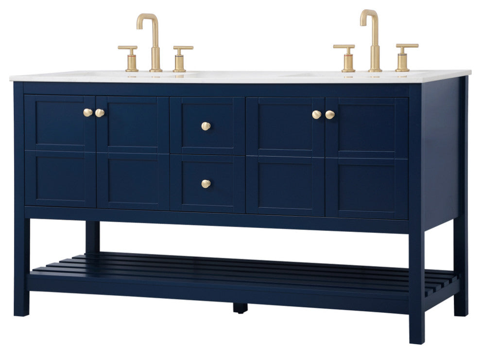 Tucker Blue 60" Double Sink Bathroom Vanity