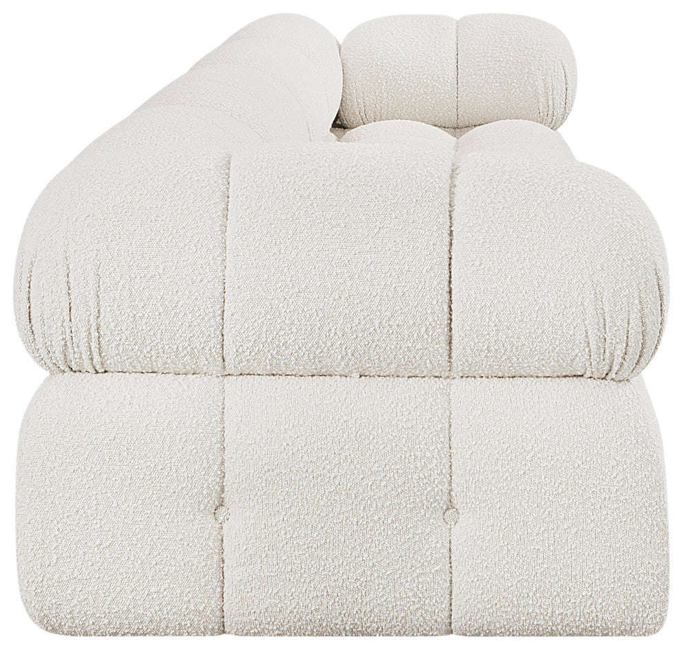 Ames Boucle Fabric Modular Sofa, Cream, 4-Piece: 2 Armless Chair, 2 Corner Chair