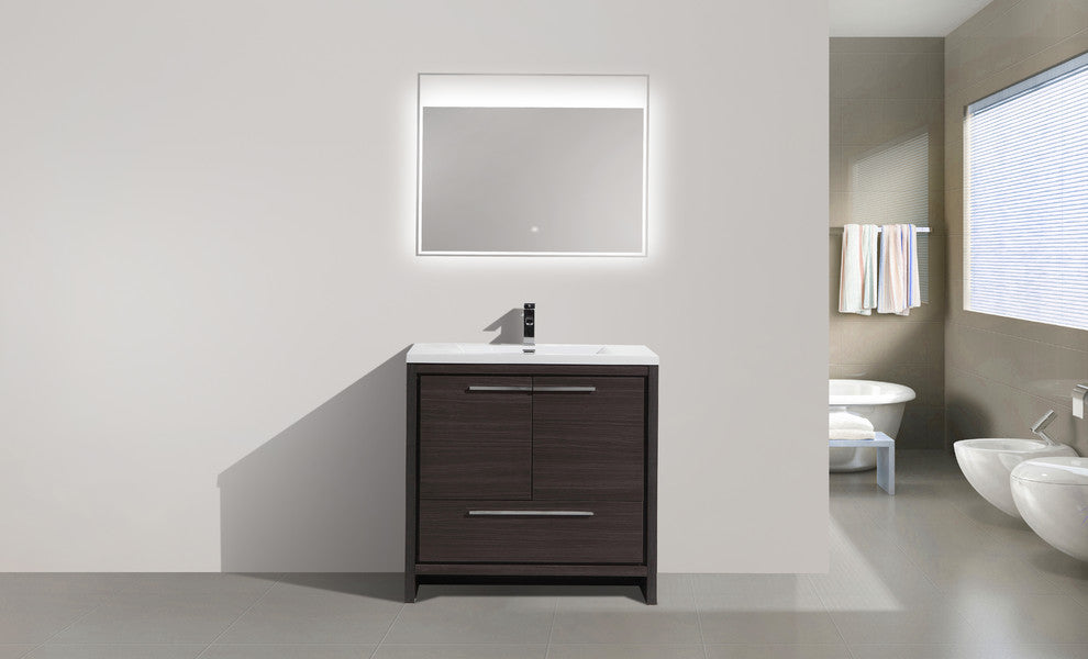 Alma-Allier Freestanding Vanity With Integrated Sink, Gray, 36"