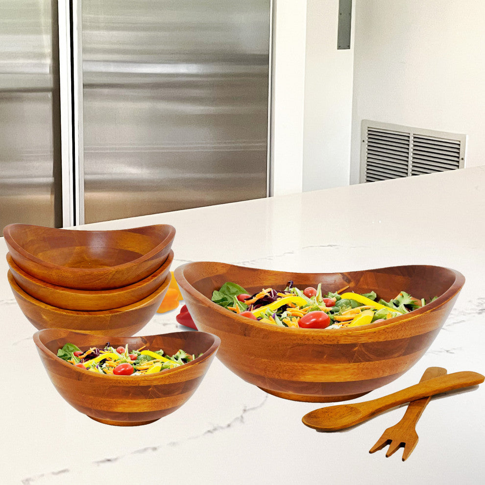 7-Piece Wood Salad Bowl Set