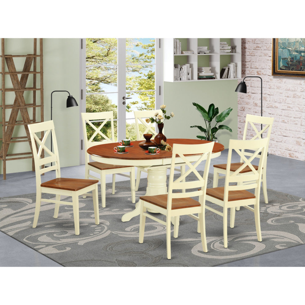 Avqu7-Whi-W Dining Room Sets For 6 -Kitchen Table and 6 Dining Chairs