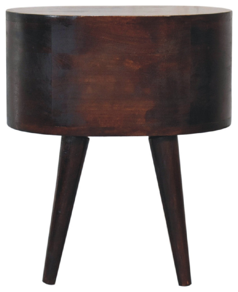 Light Walnut Rounded Nightstand Table