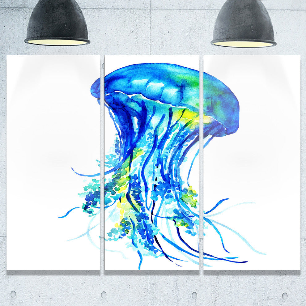 "Ocean Water Jellyfish" Digital Metal Wall Art, 3 Panels, 36"x28"