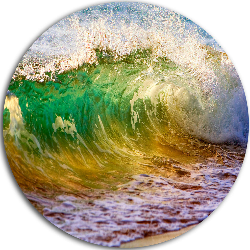 Ocean Turning Green, Seascape Disc Metal Wall Art, 36"