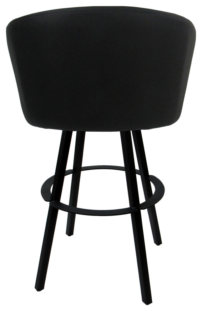 Swivel Metal Bar Stool Joey on Warren Base, Black Vinyl Black, 34"