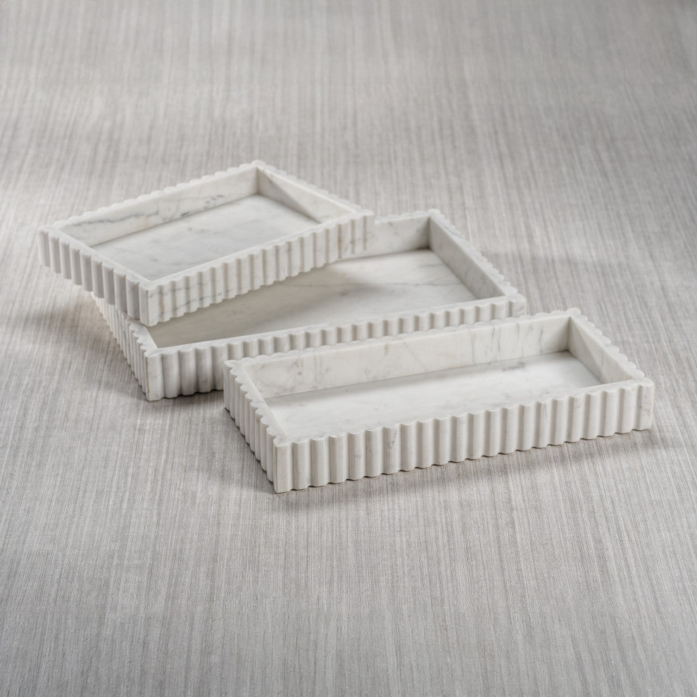 Calabria Scalloped Vanity Marble Tray, Large