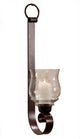 Dark Bronze Iron Loop Sconce with Hammered Globe