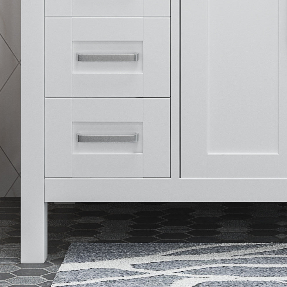 Grace Contemporary 48" Wood Single Sink Bathroom Vanity With Marble Counter Top, White