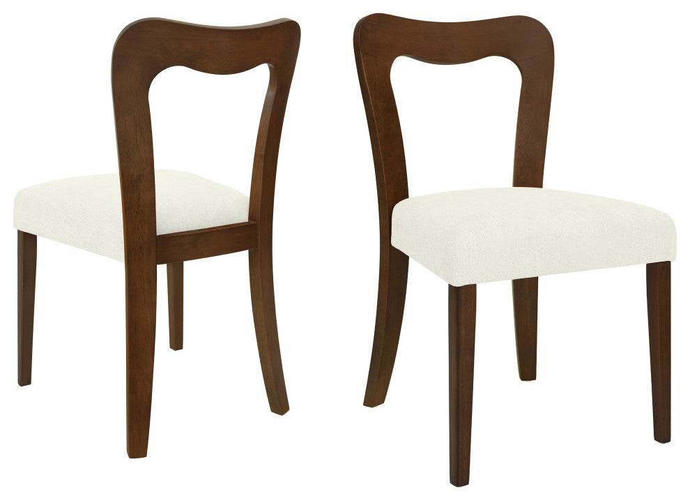 GDF Studio Modern Open Back Dining Chair, Set of 2, Walnut/Beige