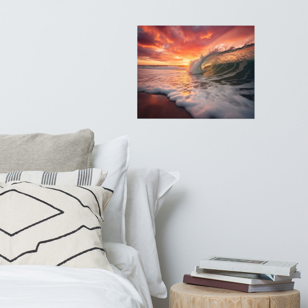 Coastal Art: Golden Barrel  Photorealistic Digital Artwork Loose Art Print, 16" X 20"