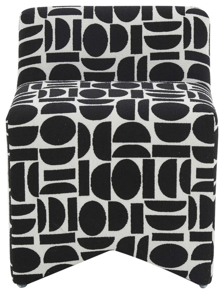 Pippa Black Geometric Jacquard Weave Stool