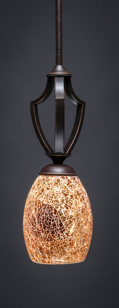Zilo 1 Light Mini Pendant, 5" Gold Fusion Glass