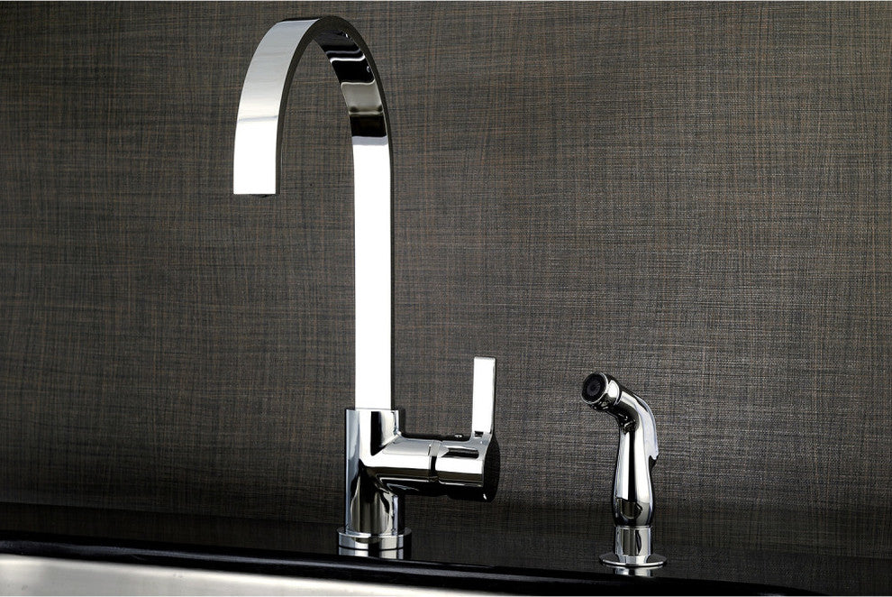 Gourmetier Single-Handle Kitchen Faucet With Side Sprayer, Polished Chrome
