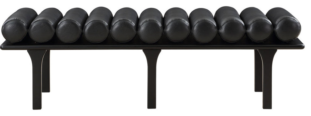 Landon Faux Leather Bench, Black, Black Finish
