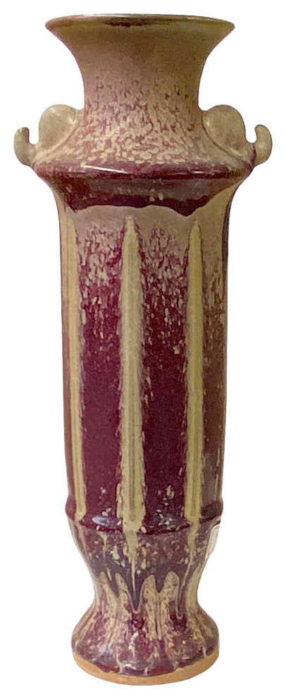Plum Purple Distressed Ceramic Elephant Head Artistic Narrow Vase Hws1505