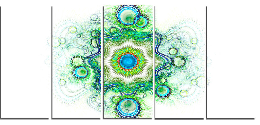 Cabalistic Star Fractal Flower, Abstract Canvas Art Print, 60"x28", 5 Panels