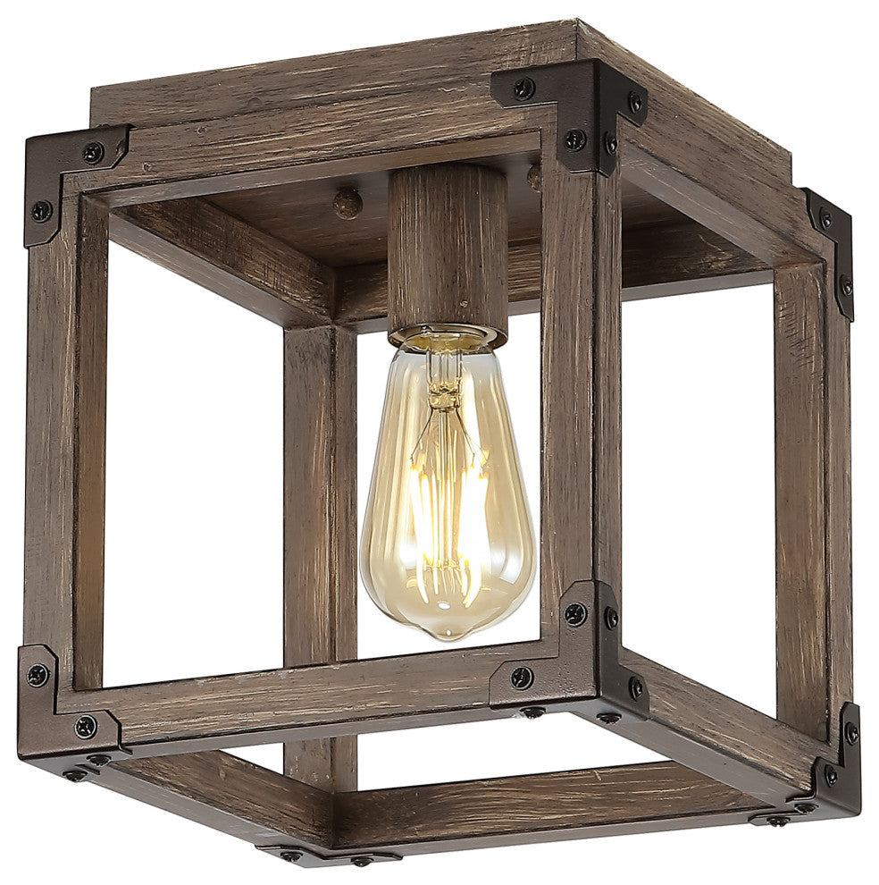 Magnolia Iron LED Flush Mount, Brown, 8"