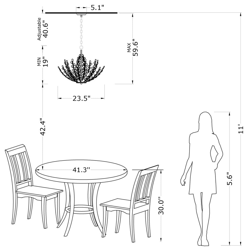 Daisy 6-Light Brushed Champagne Silver Crystal Chandelier