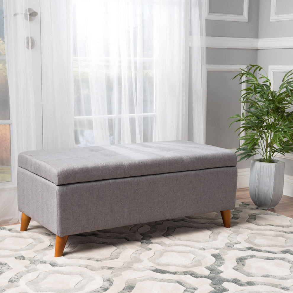 GDF Studio Katherine Tufted Fabric Storage Ottoman, Gray