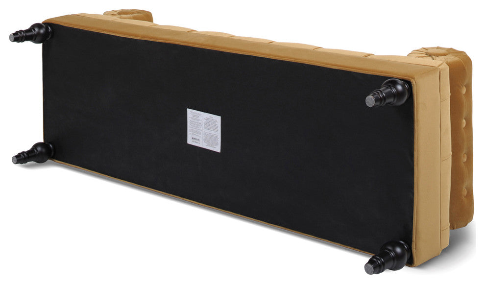 Lewis 60" Tufted Bolster Arm Entryway Bench, Gold Velvet