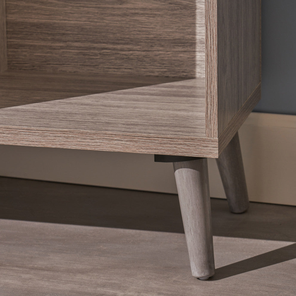 GDF Studio Eloise Mid Century Finished Faux Wood Bookcase, Gray Oak