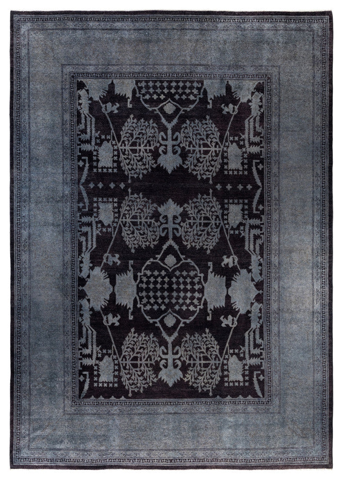 Overdyed One-of-a-Kind Hand-Knotted Area Rug Black, 10' 5" x 14' 8"