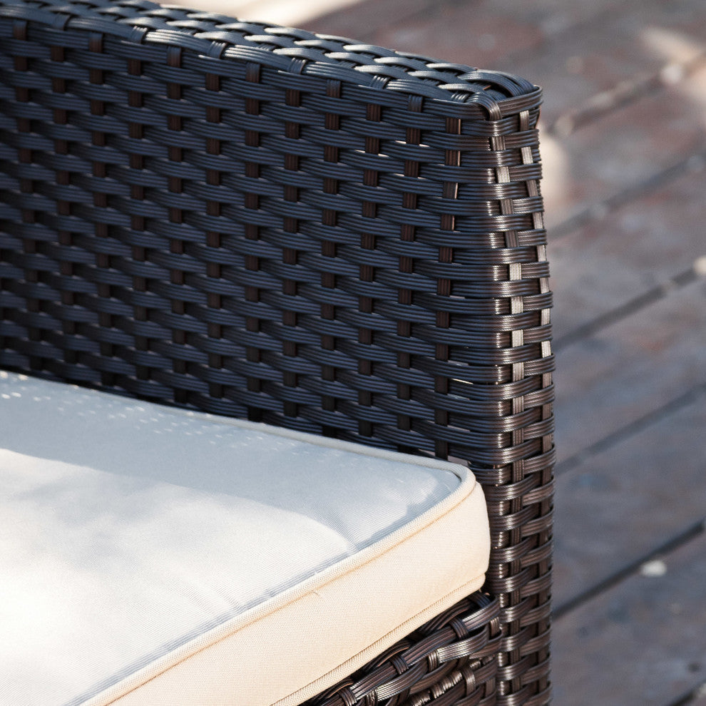 GDF Studio 4-Piece Clearwater Outdoor Brown Wicker Sofa Set