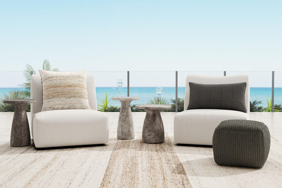 Kosas Home Atlas Outdoor Light Gray Fabric Swivel Accent Chair