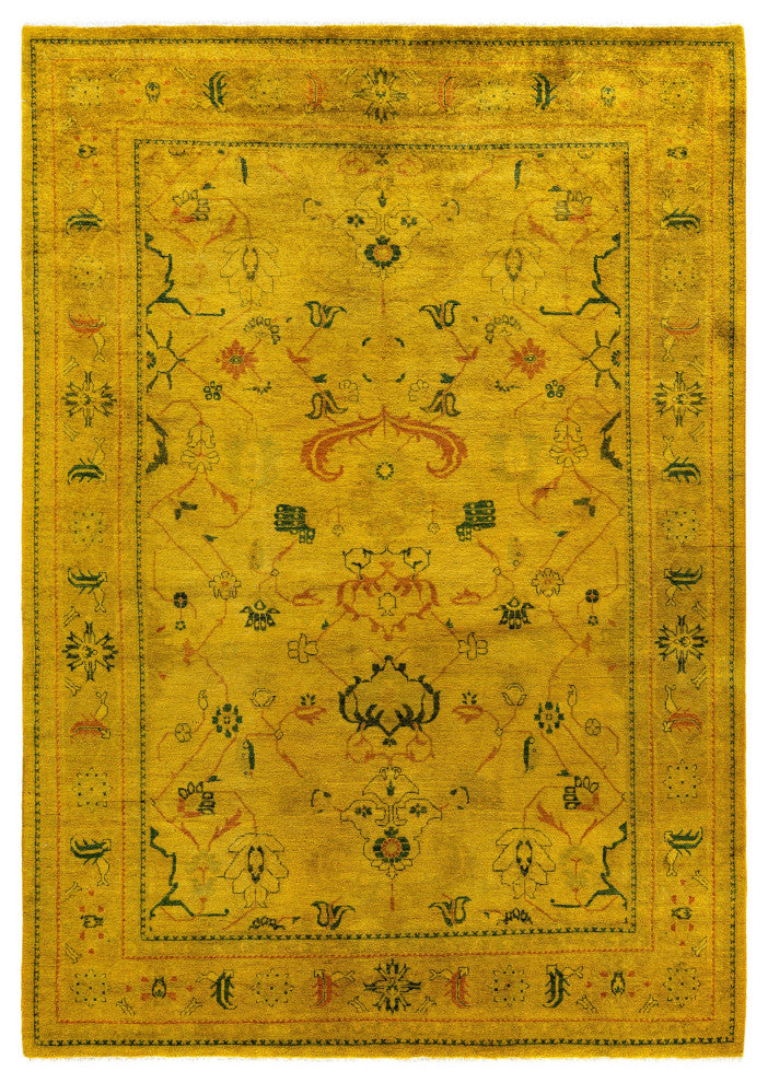 Overdyed One-of-a-Kind Hand-Knotted Area Rug Gold, 5' 10" x 8' 6"