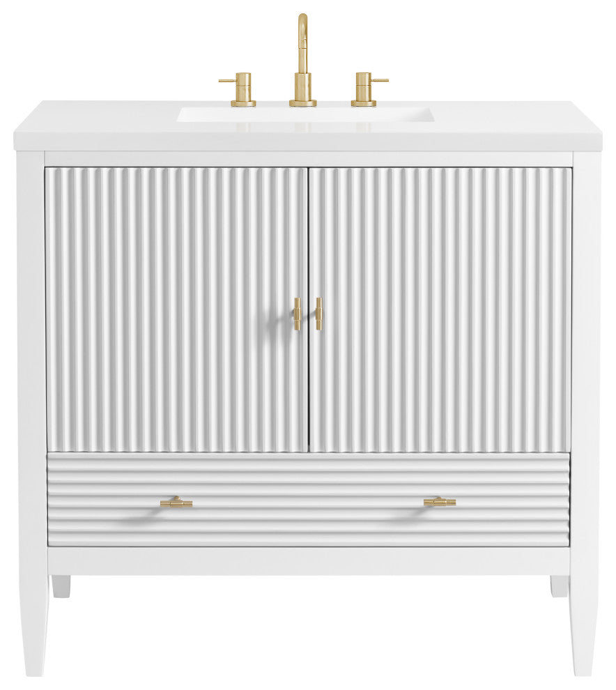 Myrrin 36" Vanity, Bright White, 3 CM White Zeus Top