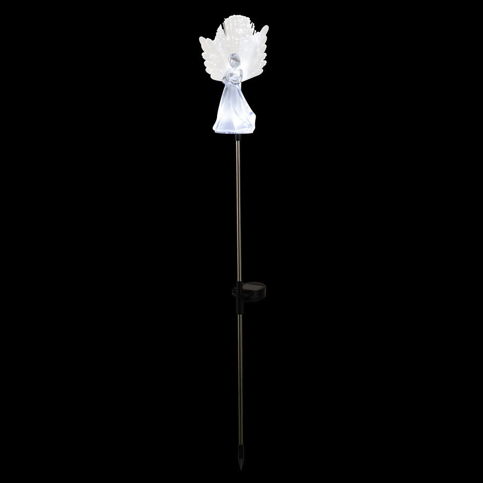 37"�H Outdoor Solar Angel Garden Stakes with Fiber Optic Wings and LED Lights