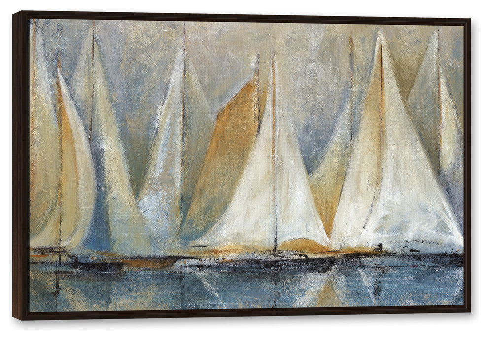 "Sailboats On Water" Canvas Wall Art, 32"x48", Framed