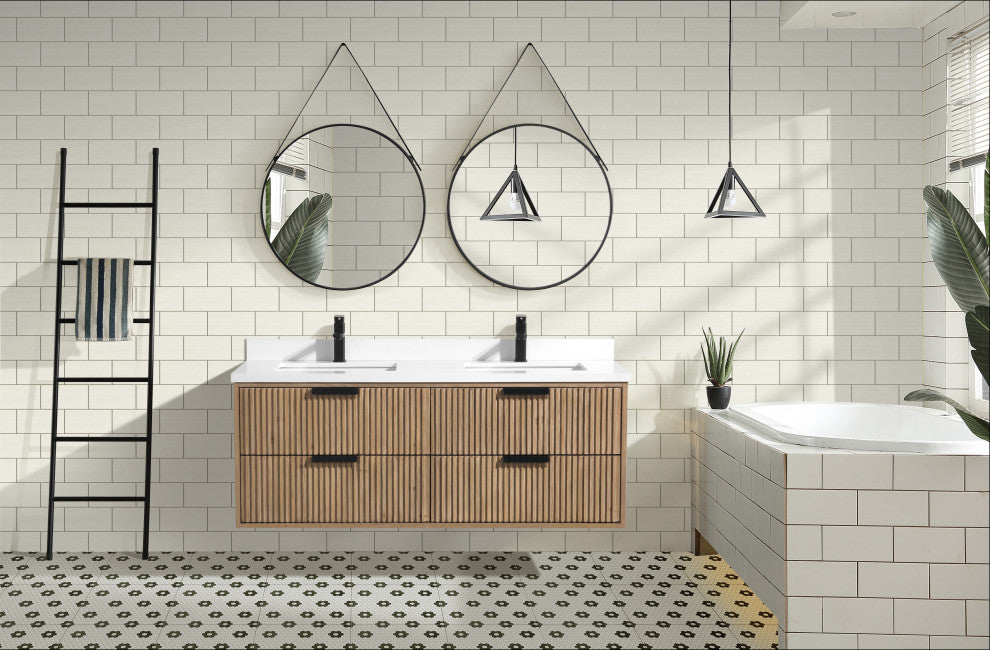 Ari Kitchen and Bath San Diego Bath Vanity, Weathered Fir, 55", Floating