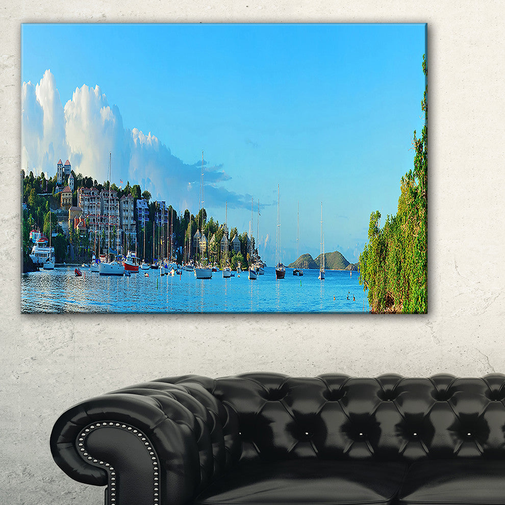 "St John Bay Panoramic View" Seashore Canvas Art, 1 Panel, 60"x28"