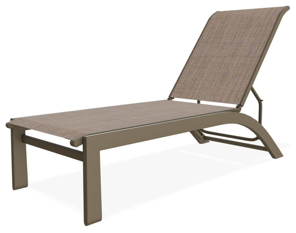 Kendall Sling Stackable Outdoor Chaise Lounge, Augustine Fennel/Beachwood