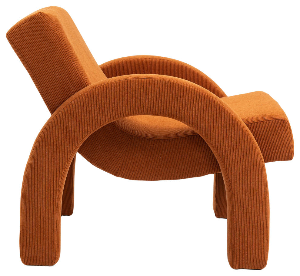 Corduroy Fabric Upholstered Accent Chair, Cognac