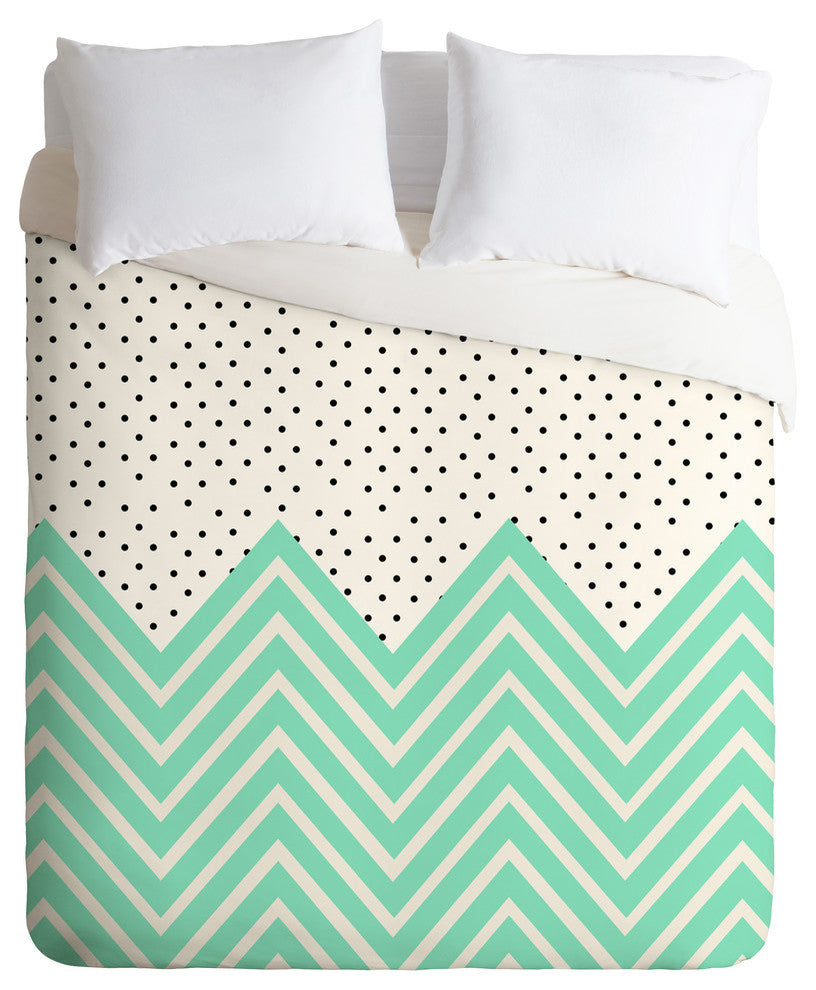 Deny Designs Allyson Johnson Minty Chevron And Dots Duvet Cover - Lightweight