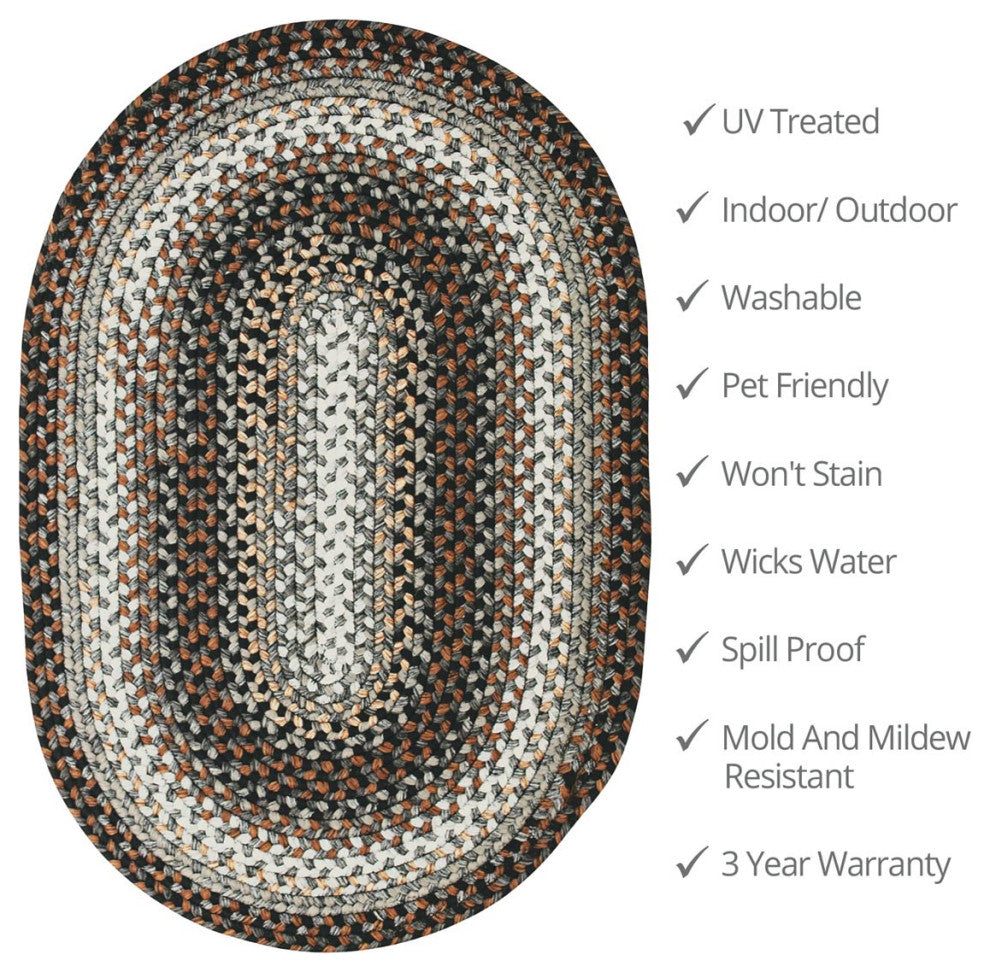 Homespice Decor Midnight Moon Indoor/Outdoor Braided Rug 20"x30" Oval