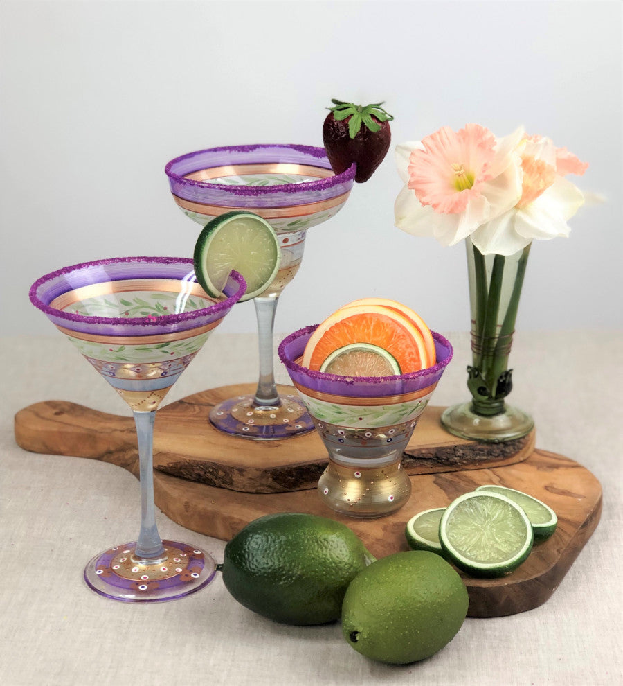 Mosaic Garland Margarita Glasses, Set of 2